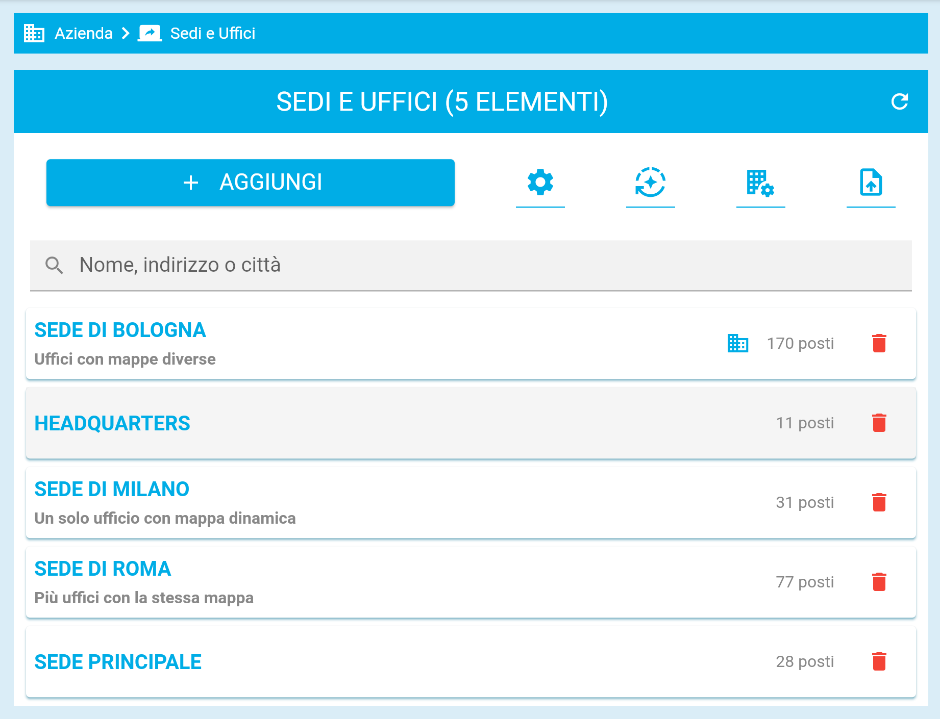 Configurazione sedi e uffici in EasyHour