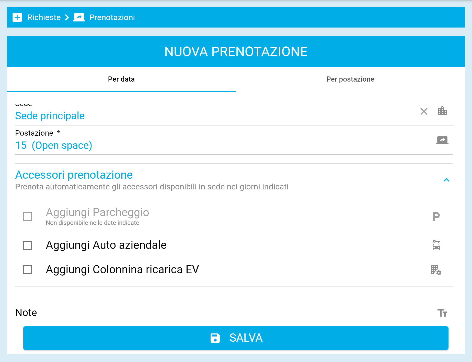 Risorse aggiuntive in fase di prenotazione