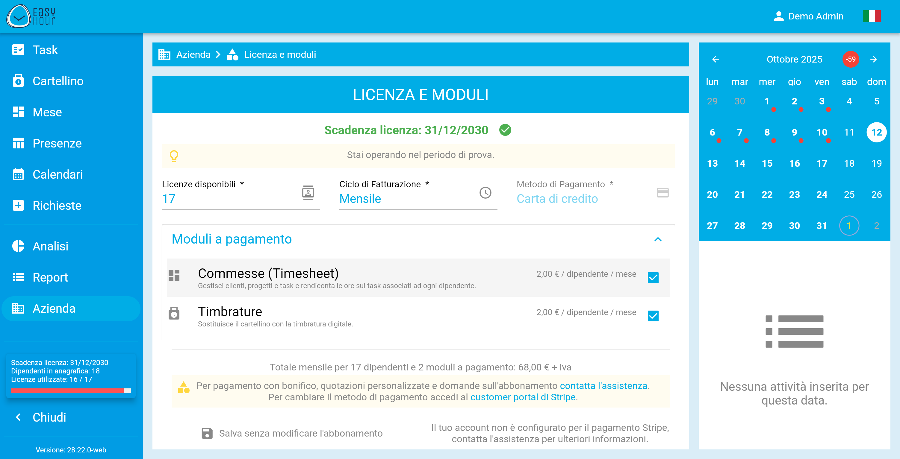 I moduli di EasyHour
